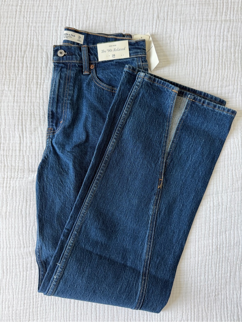 Abercrombie & Fitch Men's Relaxed Dark Blue Denim Jeans